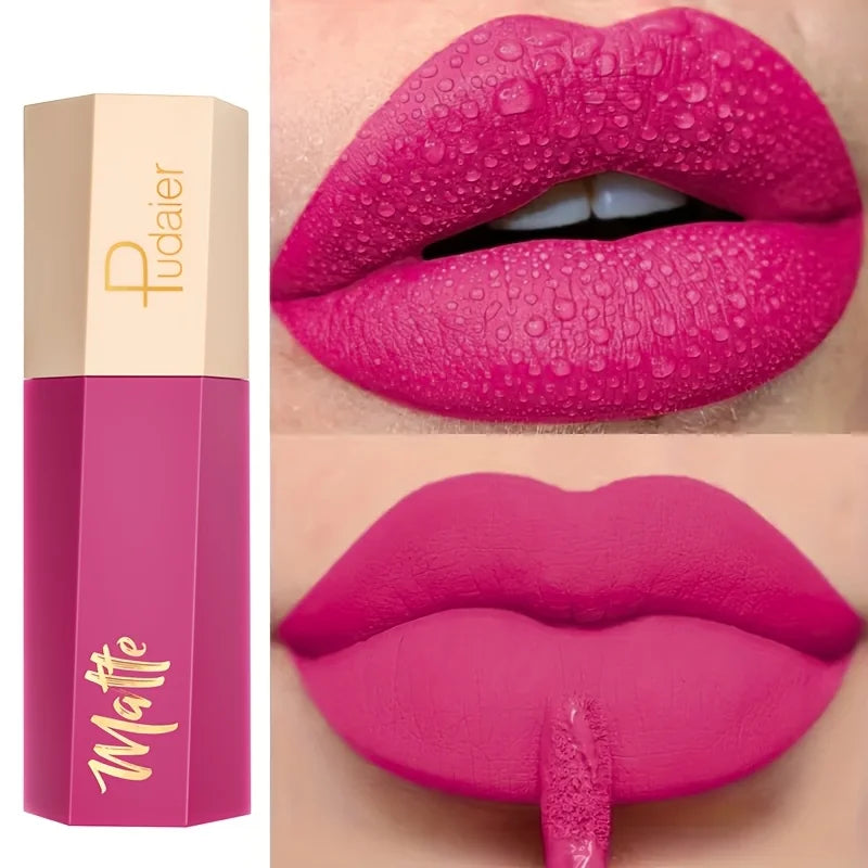 Rouge à lèvres  Pudaier liquide mat en velours, texture légère et fine comme une boue, cadeau de maquillage pour les lèvres imperméable longue durée pour les femmes