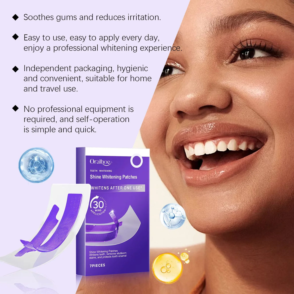 Oralhoe 7pcs Bandes de blanchiment des dents Enlever la plaque jaune Sourire parfait Menthe Souffle frais Peroxyde Sans dents Bandes de blanchiment