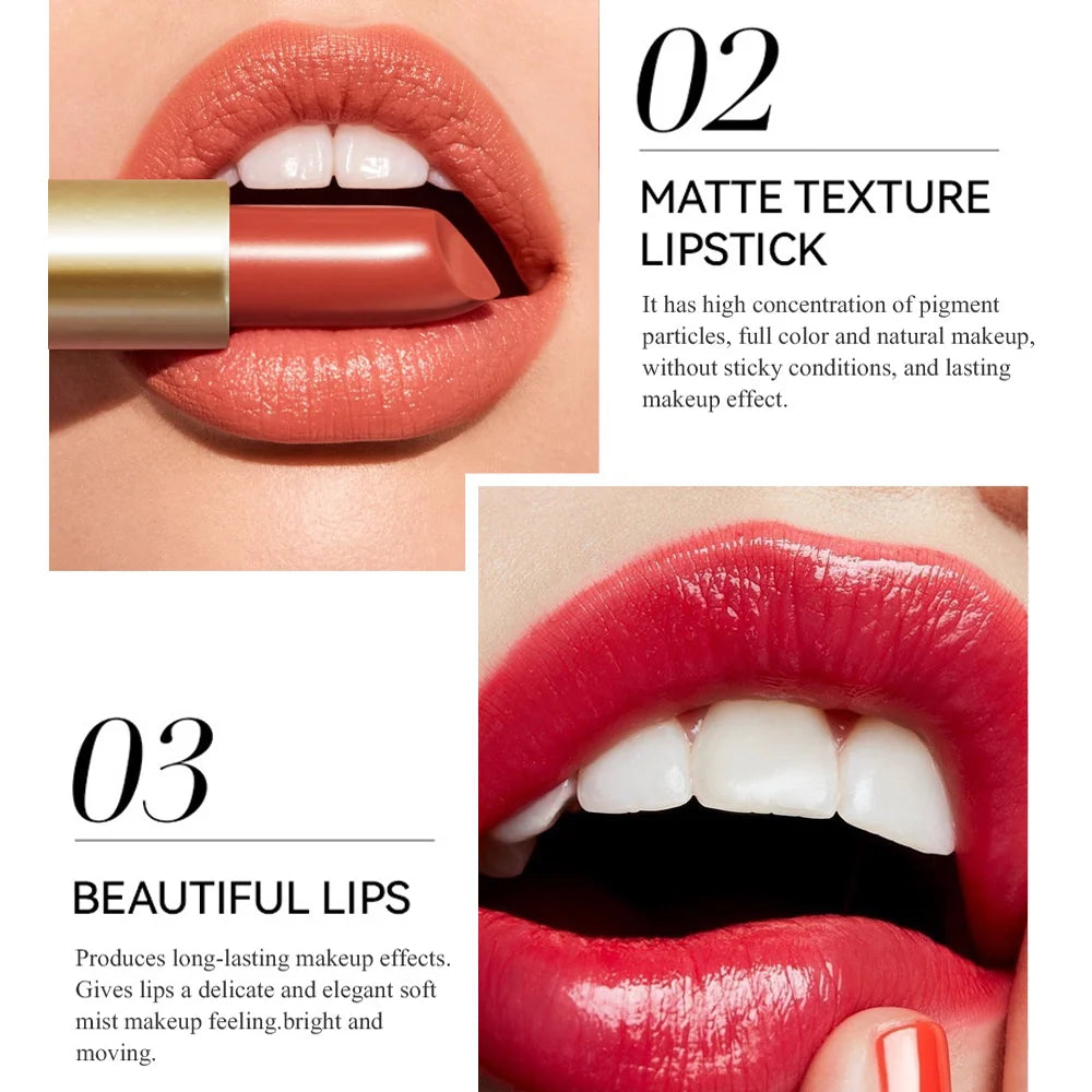 CHOISISSEZ RASME Rouge à lèvres en barre de chocolat 6 couleurs Perles de maquillage Pas facile à décoller Brillant à lèvres imperméable mat