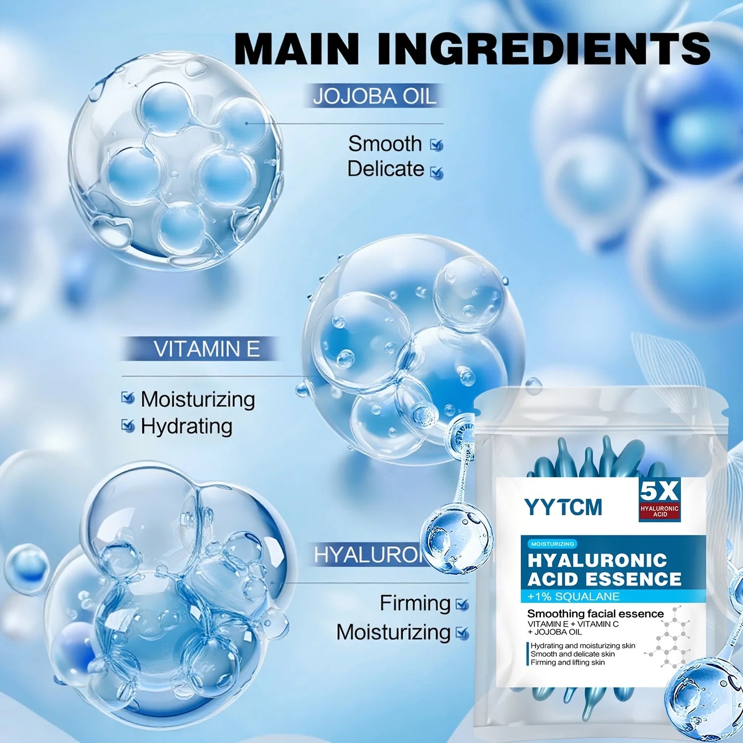 capsule hydratante profonde d'acide hyaluronique, essence cutanée hydratante et éclaircissante (0,4 g x 30 capsules)/sac -1 sac