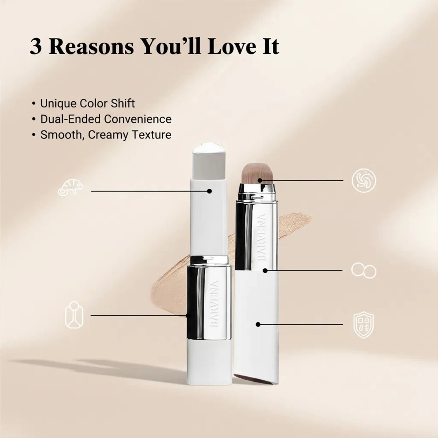 Bâton de fond de teint triangulaire à double extrémité avec pinceau, maquillage imperméable et anti-transpiration, longue durée, créant un effet rajeunissement