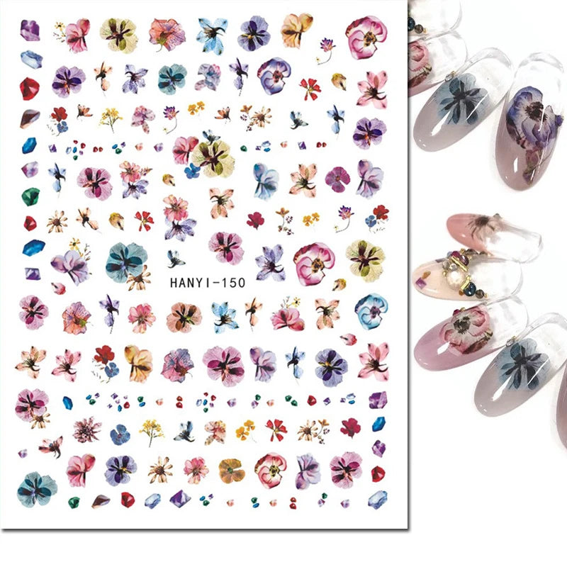 Autocollants 3D pour art des ongles , rose clair, violet, pétales de fleurs, décalcomanies pour décoration de manucure, salon de beauté, été
