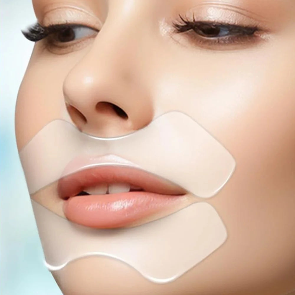 2Pcs Patchs Lissant Les Rides De La Lèvre Pendant La Nuit, Soins Des Rides, Autocollant Transparent, Sûrs Et Légers, Outils De Lifting Du Visage