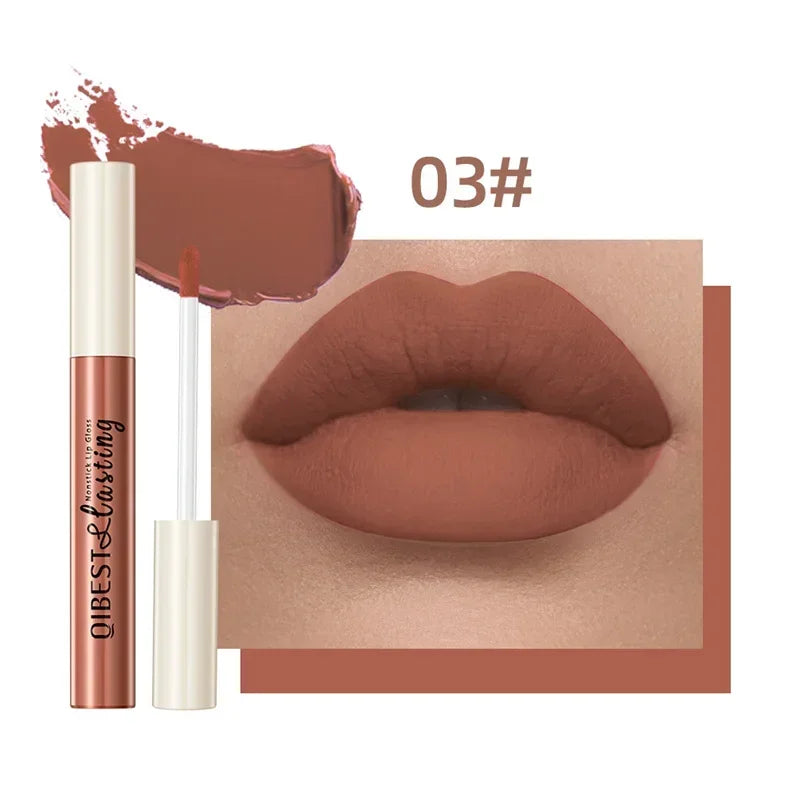 QIBEST 24 couleurs Rouge à lèvres liquide mat Imperméable Velours longue durée Brillant à lèvres rouge Teinte Maquillage Rouges à lèvres cosmétiques Brillants à lèvres