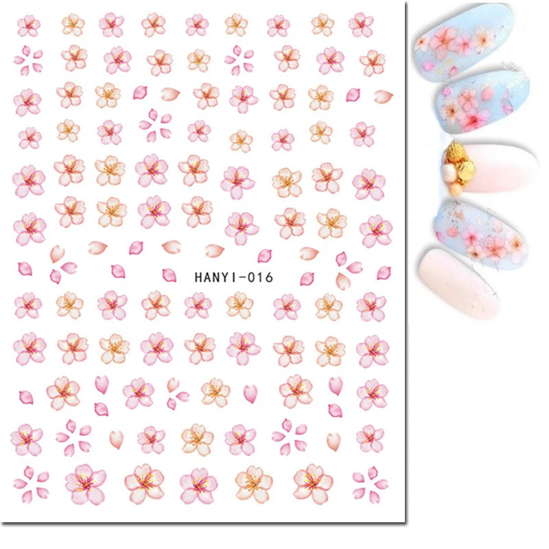 Autocollants 3D pour art des ongles , rose clair, violet, pétales de fleurs, décalcomanies pour décoration de manucure, salon de beauté, été