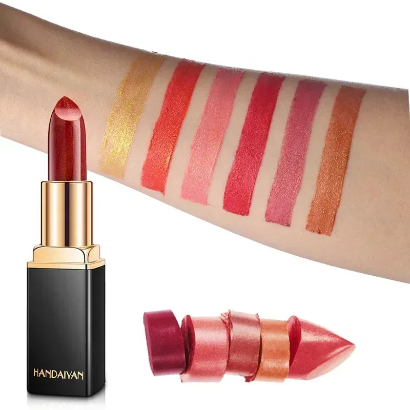 Rouge à lèvres métallique Pearl Changing 9 couleurs Long-Dury brillant plaqué or chaud sirène Maggie rouge à lèvres pour femmes