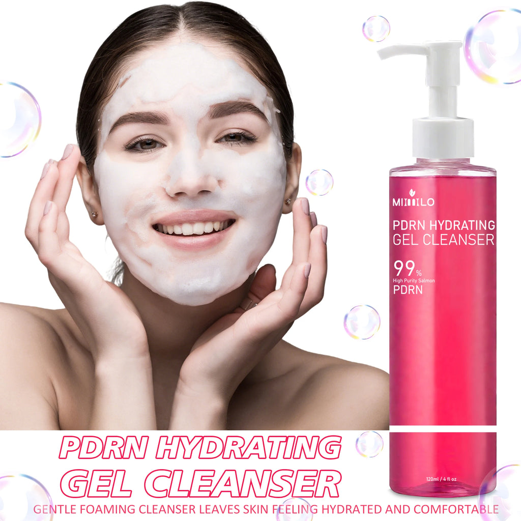 Gel limpiador de espuma rosa de salmón PDRN de ADN, que contiene PDRN, controla la grasa, elimina los puntos negros, limpia en profundidad, no es irritante