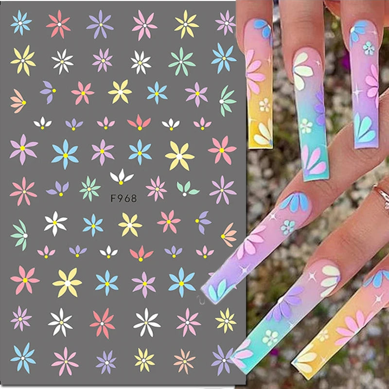 Autocollants 3D pour art des ongles , rose clair, violet, pétales de fleurs, décalcomanies pour décoration de manucure, salon de beauté, été