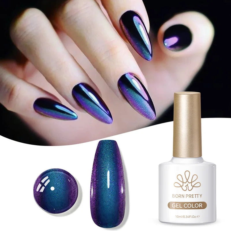 BORN PRETTY 10ml Gold Water Light Cat Magnetic Gel Polish Spaking Glitter Crystal Black Soak Off UV LED Vernis Manucure