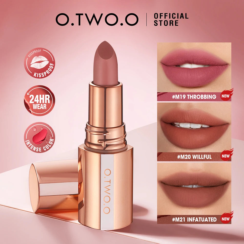 O.TWO.O rouge à lèvres mat teinte 14 couleurs imperméable longue durée sans transfert lisse hautement pigmenté velours lèvres bâtons maquillage