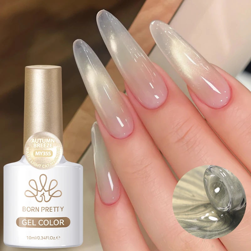 BORN PRETTY 10ml Gold Water Light Cat Magnetic Gel Polish Spaking Glitter Crystal Black Soak Off UV LED Vernis Manucure