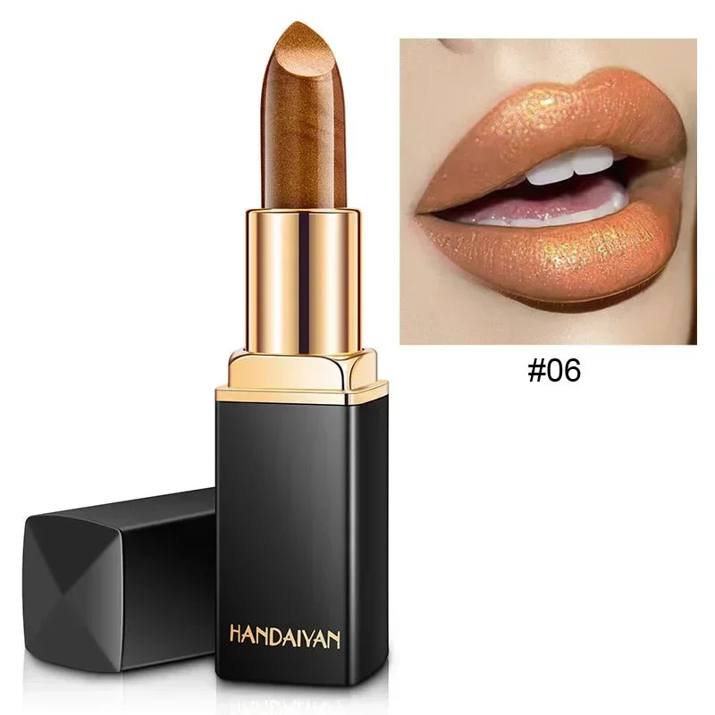 Rouge à lèvres métallique Pearl Changing 9 couleurs Long-Dury brillant plaqué or chaud sirène Maggie rouge à lèvres pour femmes