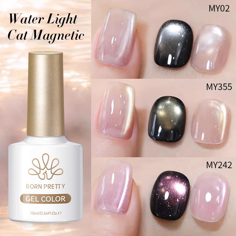 BORN PRETTY 10ml Gold Water Light Cat Magnetic Gel Polish Spaking Glitter Crystal Black Soak Off UV LED Vernis Manucure