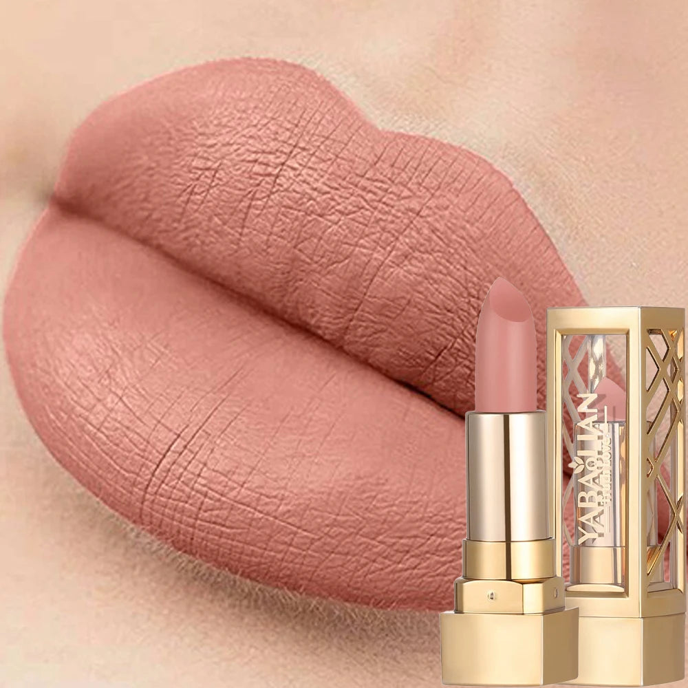 Luxueux rouge à lèvres creux mat nacré paillettes velours rouge à lèvres brillant nu rouge imperméable à l’eau solide brillant à lèvres maquillage