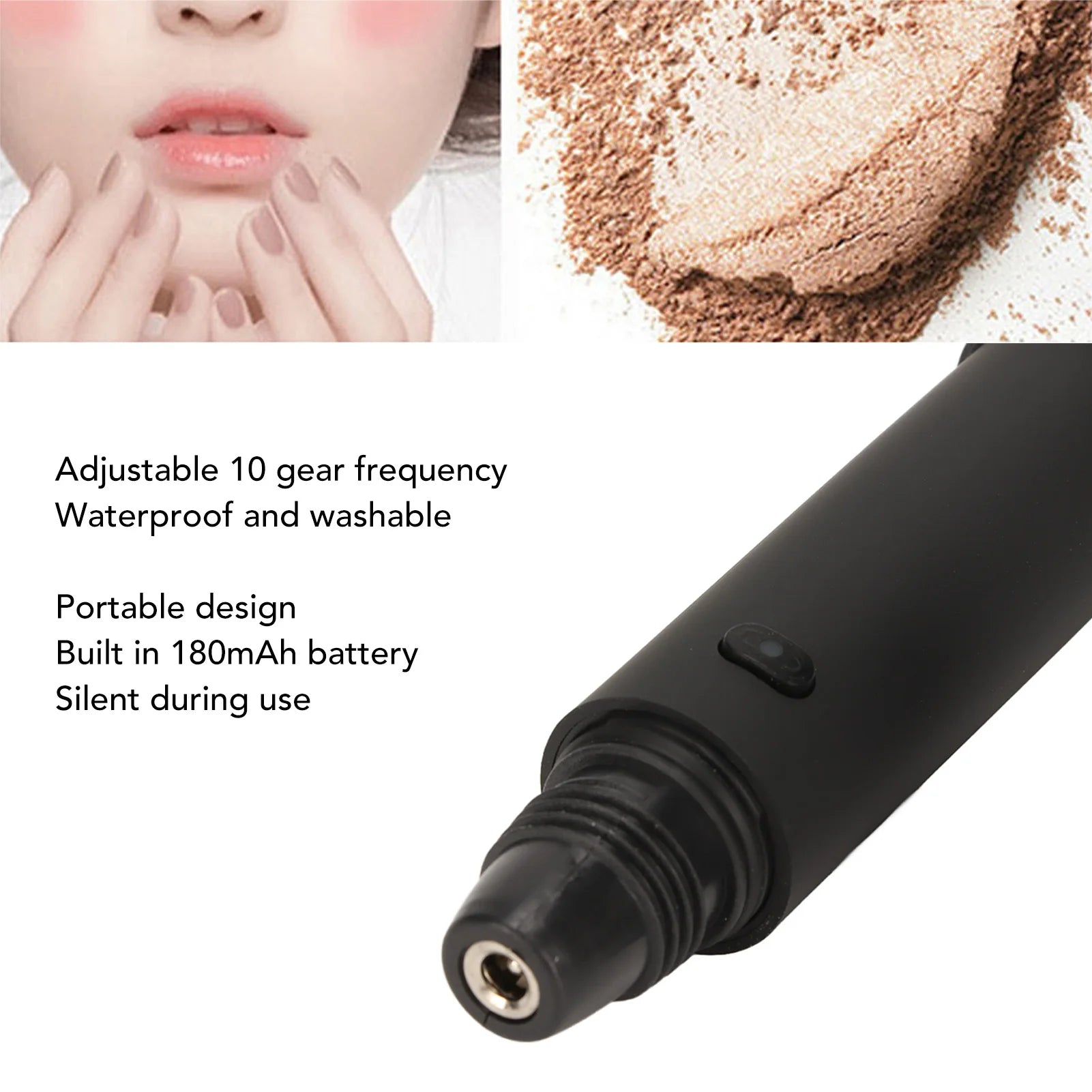 Brosse de maquillage électrique Portable, 10 vitesses, Rechargeable, réglable, multifonctionnelle, étanche, pour Blush, pour contour des reflets
