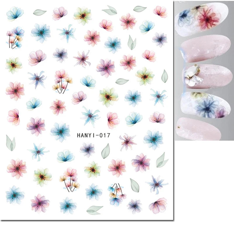 Autocollants 3D pour art des ongles , rose clair, violet, pétales de fleurs, décalcomanies pour décoration de manucure, salon de beauté, été