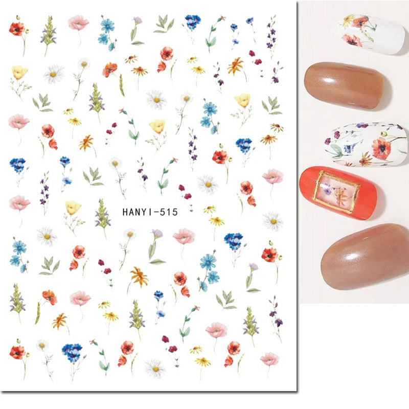 Autocollants 3D pour art des ongles , rose clair, violet, pétales de fleurs, décalcomanies pour décoration de manucure, salon de beauté, été