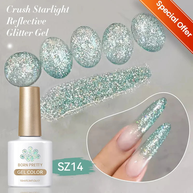 BORN PRETTY 10ml Gold Water Light Cat Magnetic Gel Polish Spaking Glitter Crystal Black Soak Off UV LED Vernis Manucure