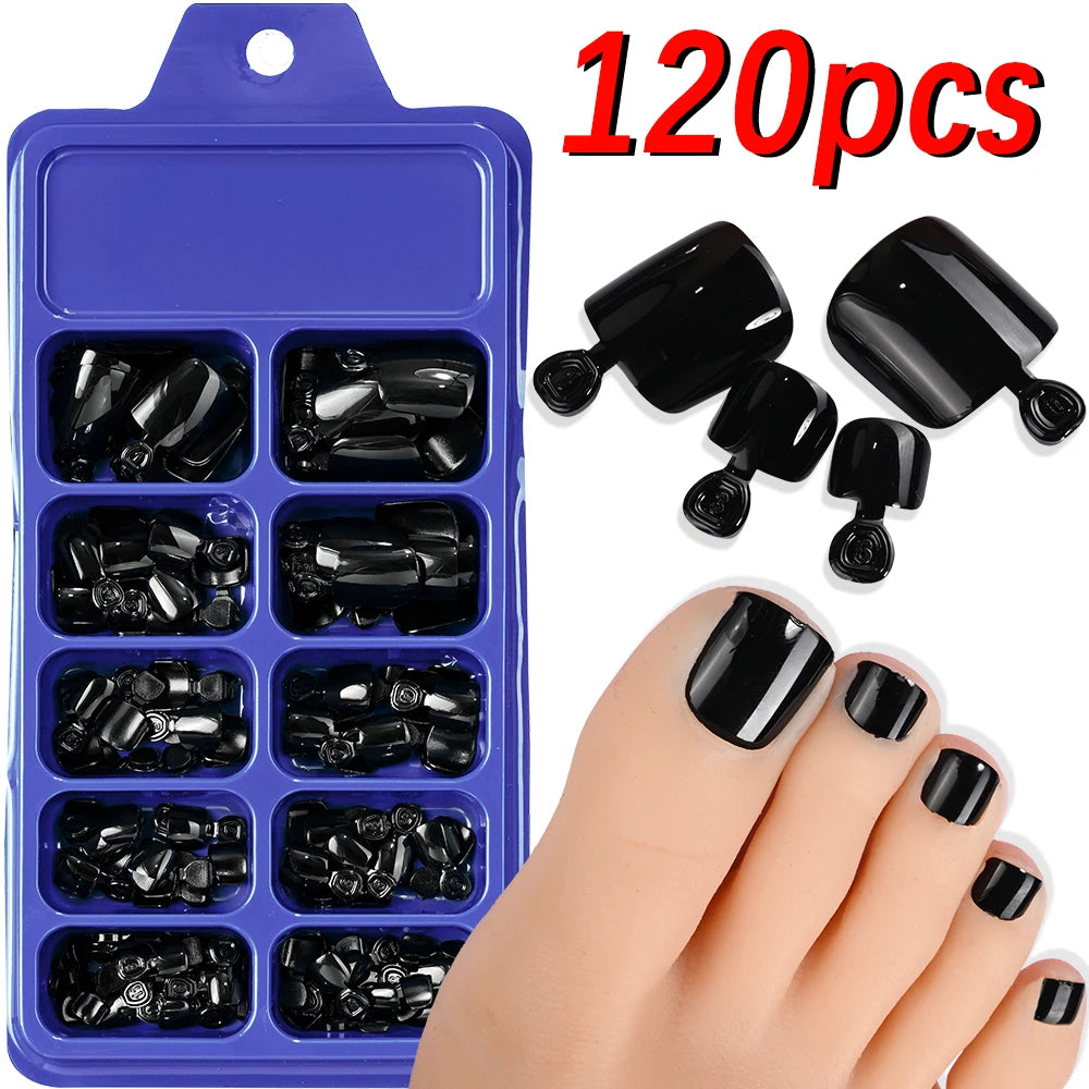 Ongles d’orteils Hotpress     Ongles carrés                  Couverture complète Faux ongles       Conseils pour l’été                 Pointe d’ongle Extension 120 pcs divers couleurs