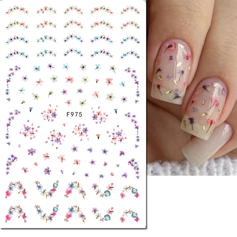 Autocollants 3D pour art des ongles , rose clair, violet, pétales de fleurs, décalcomanies pour décoration de manucure, salon de beauté, été