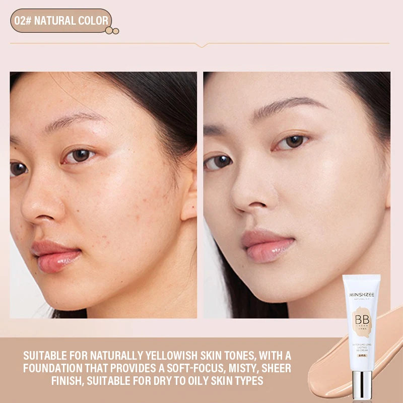 BB crème Fond de teint liquide hydratant, imperméable, longue durée, couleur ivoire, base naturelle, correcteur, maquillage léger et non collant