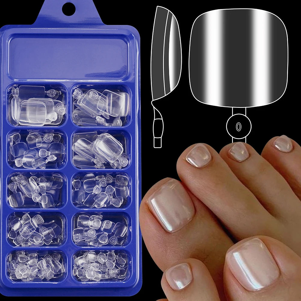 Ongles d’orteils Hotpress     Ongles carrés                  Couverture complète Faux ongles       Conseils pour l’été                 Pointe d’ongle Extension 120 pcs divers couleurs