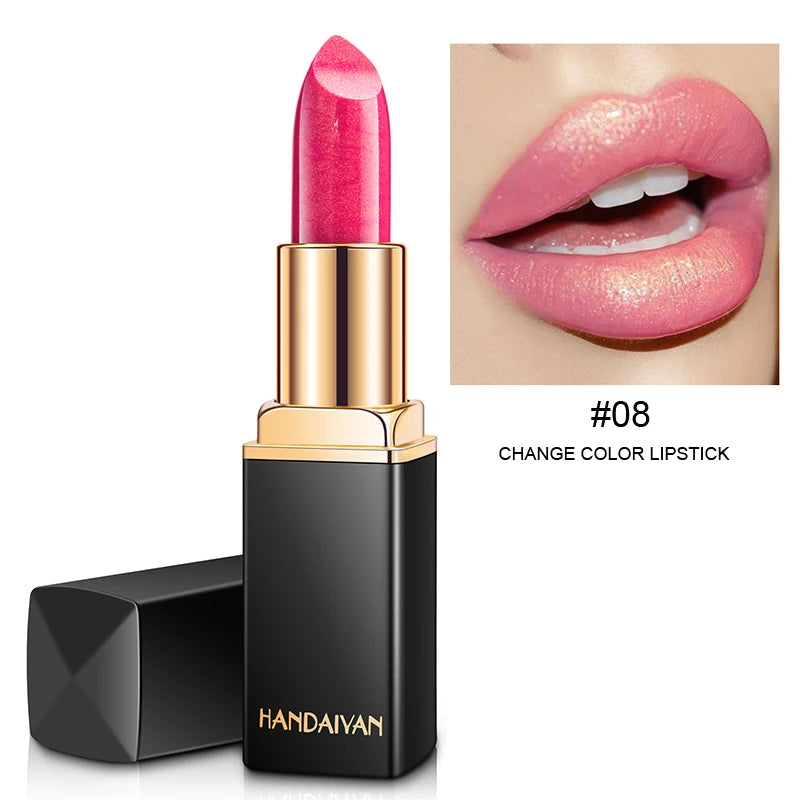 Rouge à lèvres brillant doré tube noir, rouge à lèvres hydratant perle 9 couleurs disponibles