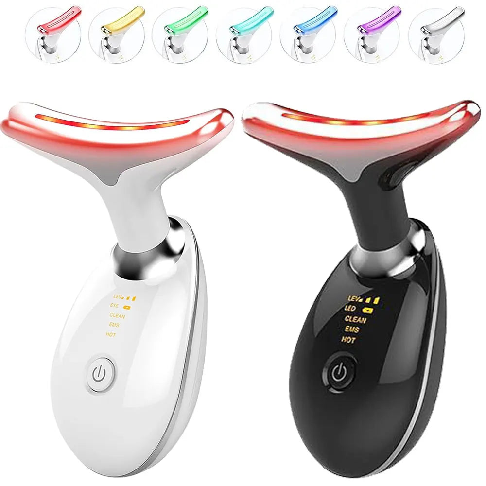 Masseur électrique pour le visage et le cou, 3 couleurs/7 couleurs, dispositif de raffermissement de la peau, Instrument de beauté LED, dissolvant de rides