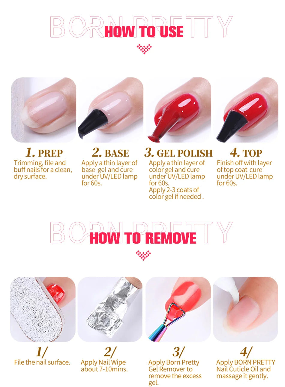 BORN PRETTYvernis à Ongles Gel, Semi Transparent, Soak Off UV LED, Vernis à Ongles Nude, N64.Gel Varjuvening,Art des ongles, 50 Couleurs, 10ml