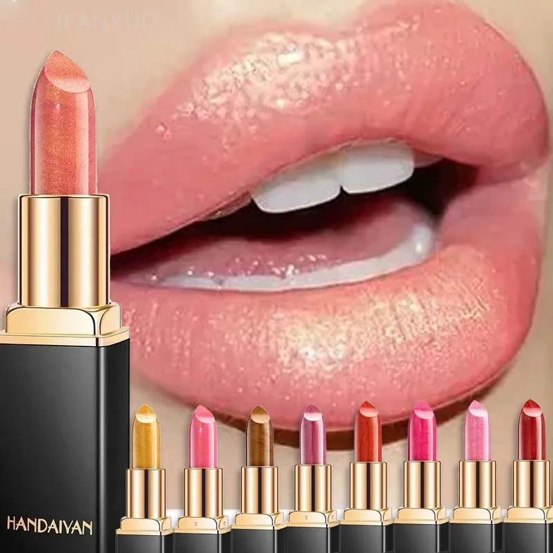 Rouge à lèvres métallique Pearl Changing 9 couleurs Long-Dury brillant plaqué or chaud sirène Maggie rouge à lèvres pour femmes