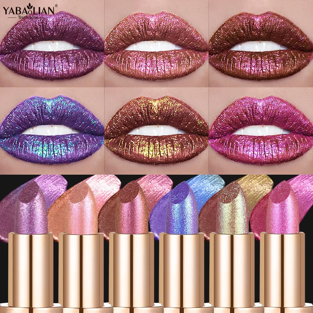 Rouge à lèvres caméléon Violet métallique, couleur changeante, mat, paillettes, diamant, imperméable, perle brillante, brillant, maquillage Sexy