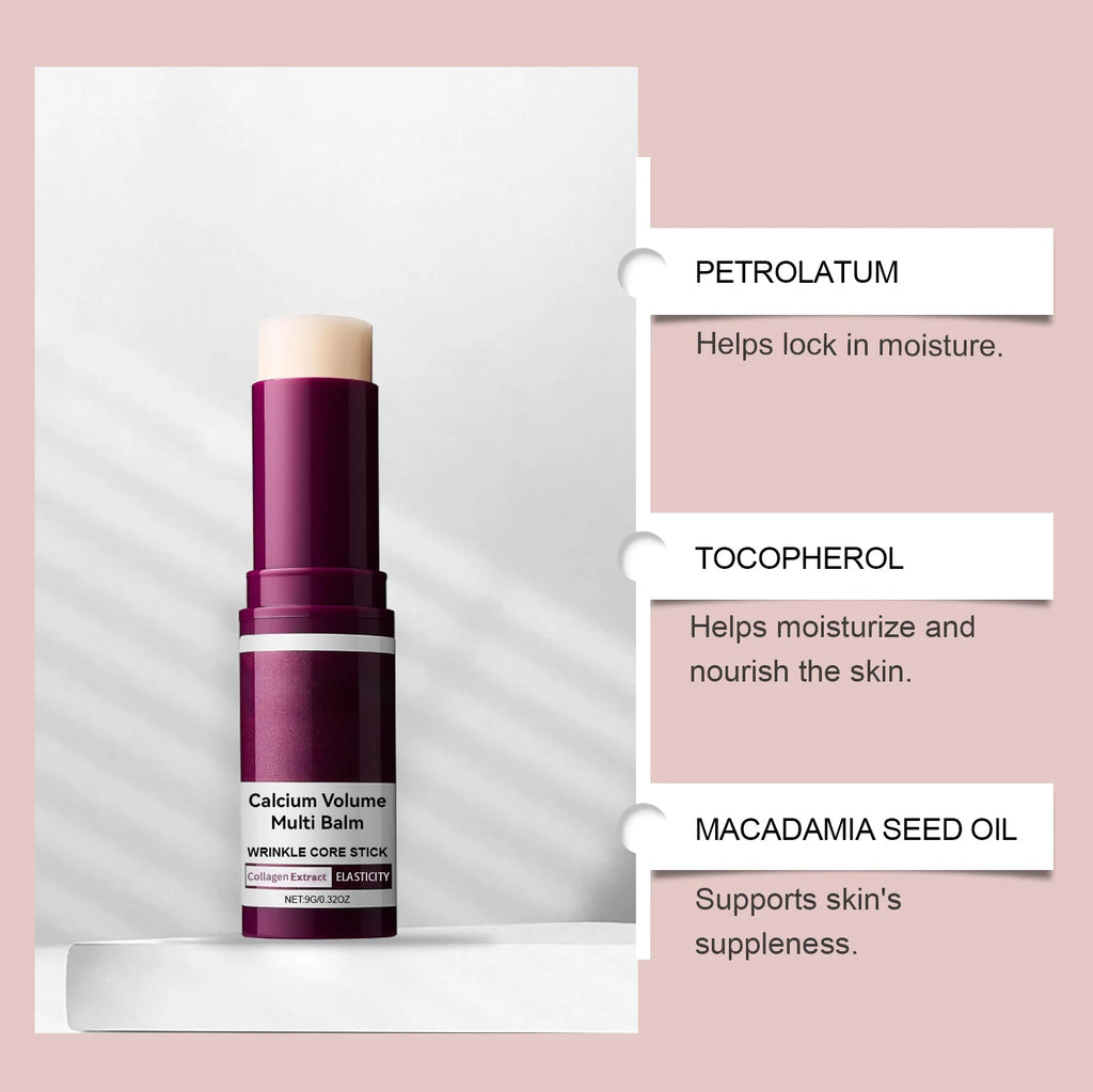 Baume Multi-Usages au Calcium Hydratant Anti-Âge Atténue les Rides Raffermissant Éclaircissant Nourrissant au Collagène Stick Hydratant