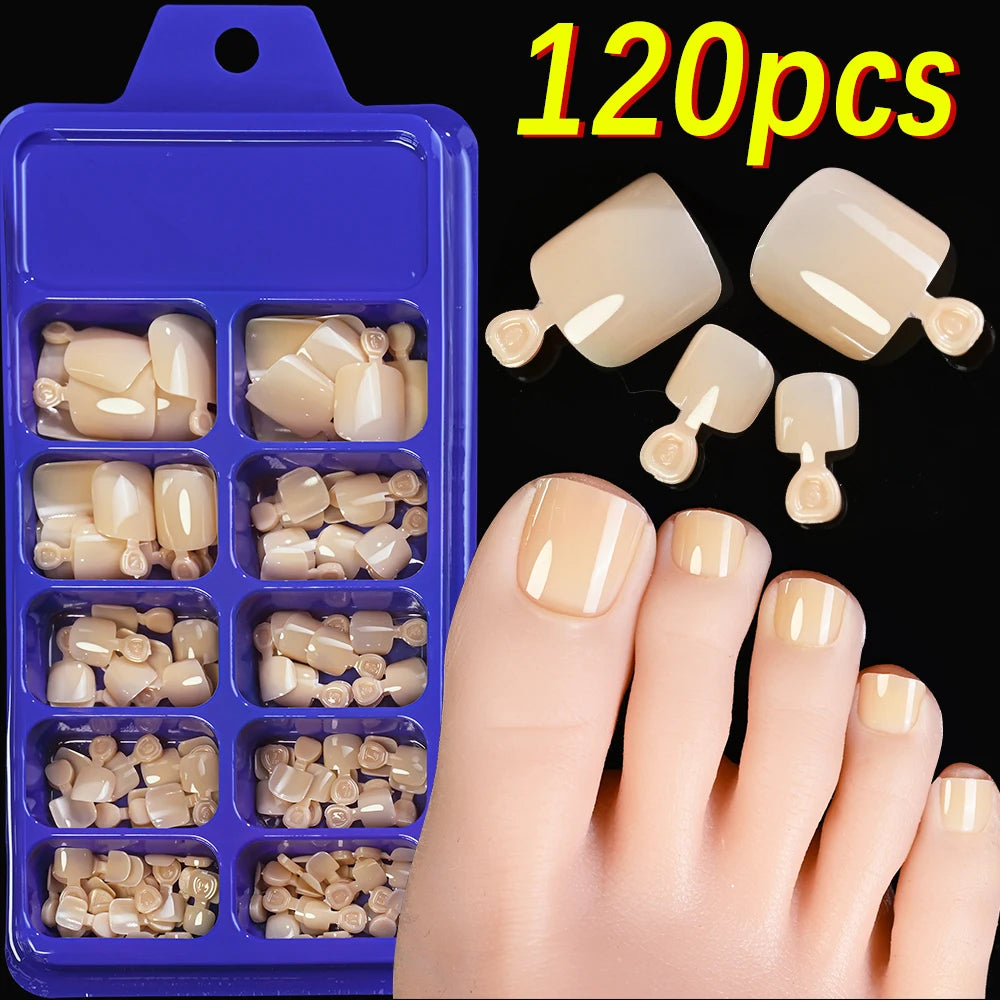Ongles d’orteils Hotpress     Ongles carrés                  Couverture complète Faux ongles       Conseils pour l’été                 Pointe d’ongle Extension 120 pcs divers couleurs