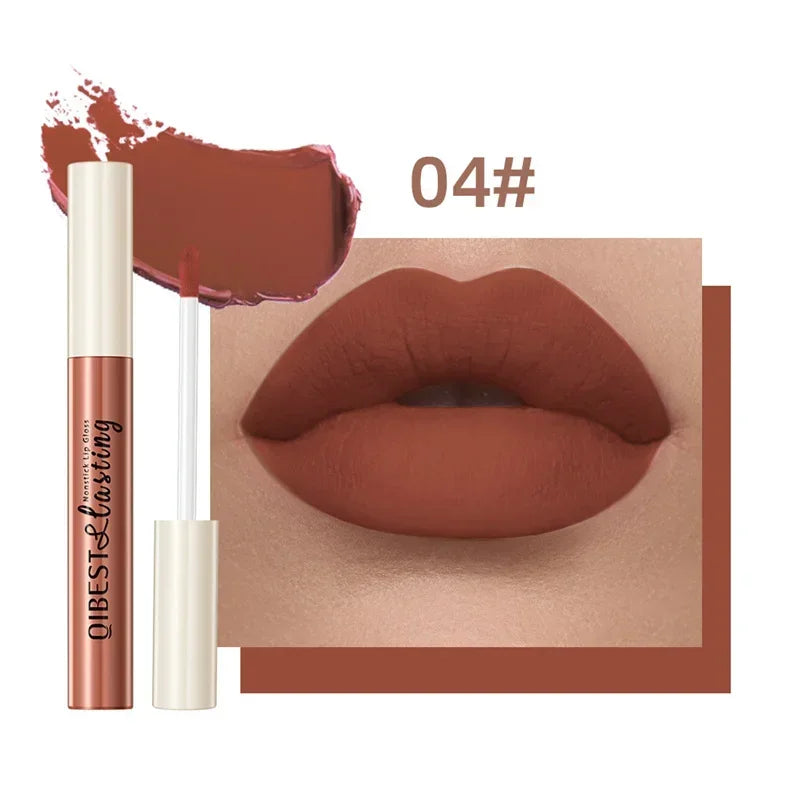 QIBEST 24 couleurs Rouge à lèvres liquide mat Imperméable Velours longue durée Brillant à lèvres rouge Teinte Maquillage Rouges à lèvres cosmétiques Brillants à lèvres