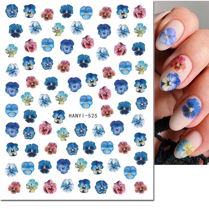 Autocollants 3D pour art des ongles , rose clair, violet, pétales de fleurs, décalcomanies pour décoration de manucure, salon de beauté, été