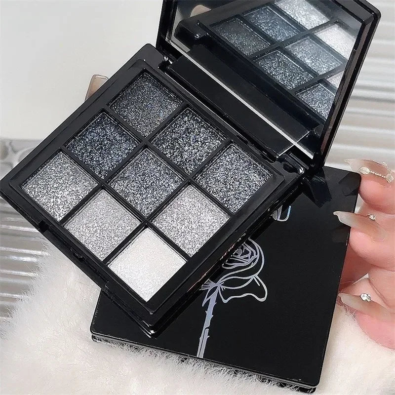 Ombre à paupières Noir Rouge Punk Fumé 9 Couleur Perle Froid Couleur Sombre Maquillage Ombre à Paupières Palette Durable Ombre à Paupières À Paillettes Imperméable