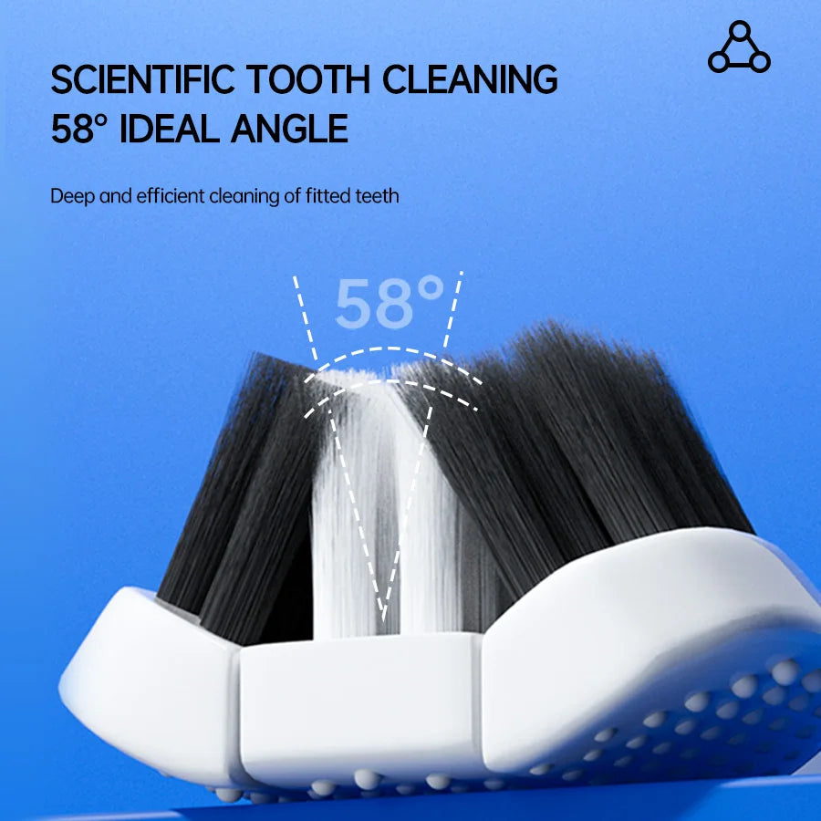 3-Sided Toothbrush for Comprehensive Cleaning | Ideal Angle Design | Raised Tongue Coating Brush | 2-Pack | Soft Bristles for Ge