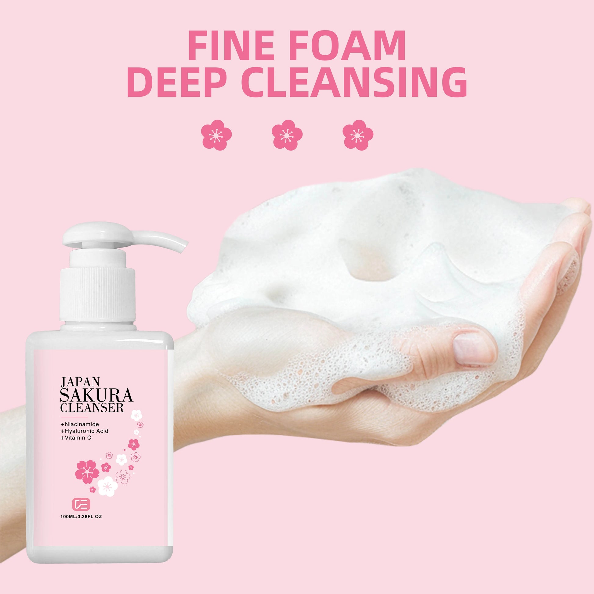 JAPAN SAKURA CLEANSER - Nettoyant à fleurs de cerisier nettoyant pour tous les types de peau, routine quotidienne de soins de la peau du matin et du soir