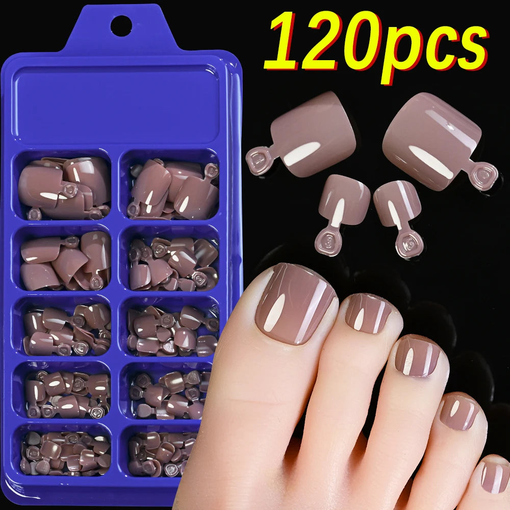 Ongles d’orteils Hotpress     Ongles carrés                  Couverture complète Faux ongles       Conseils pour l’été                 Pointe d’ongle Extension 120 pcs divers couleurs