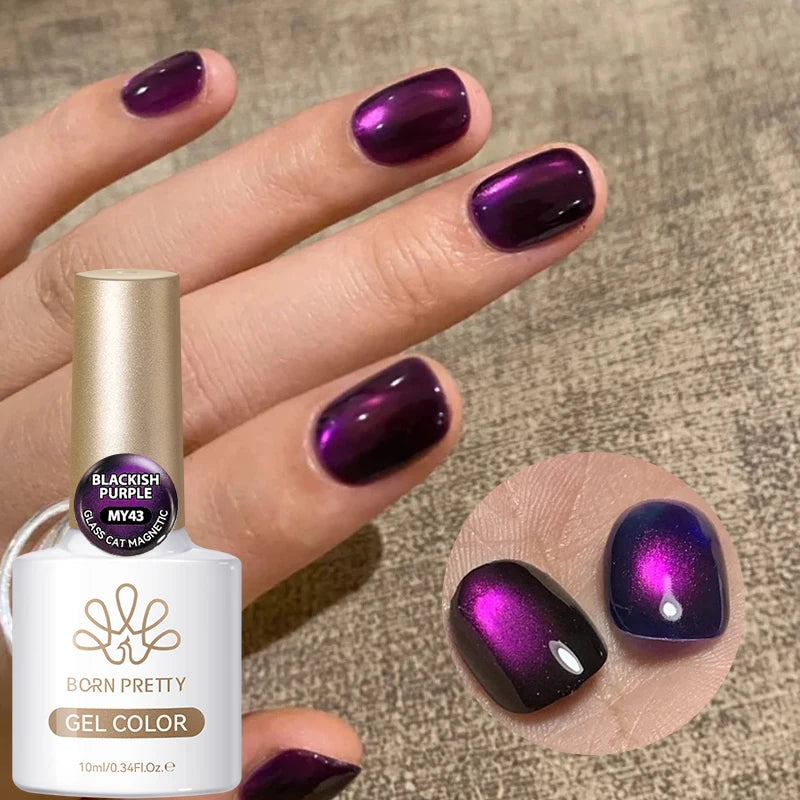 BORN PRETTY 10ml Gold Water Light Cat Magnetic Gel Polish Spaking Glitter Crystal Black Soak Off UV LED Vernis Manucure