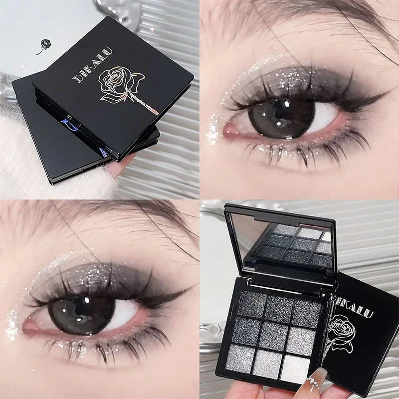Ombre à paupières Noir Rouge Punk Fumé 9 Couleur Perle Froid Couleur Sombre Maquillage Ombre à Paupières Palette Durable Ombre à Paupières À Paillettes Imperméable