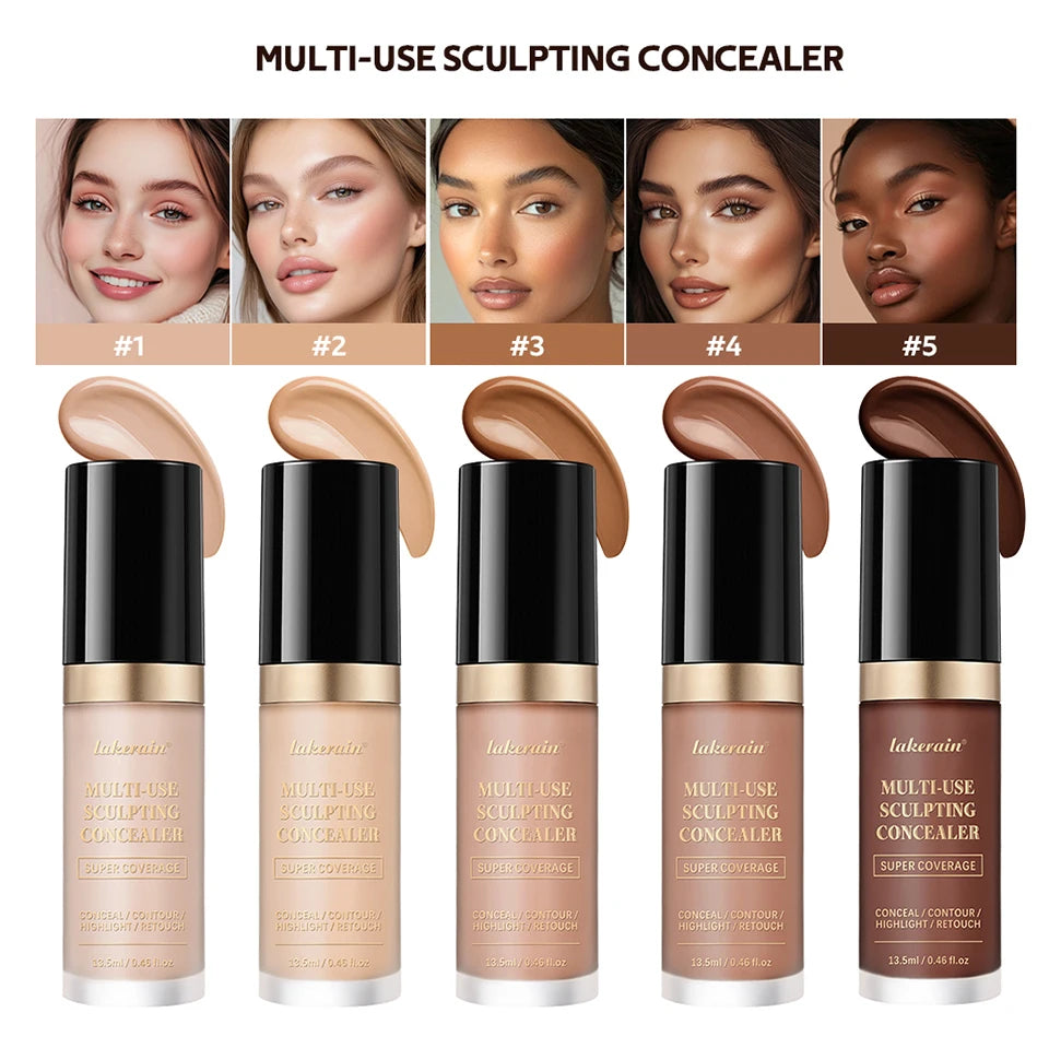Lakerain – correcteur imperméable, 5 couleurs, fond de teint mat, haute couverture, contrôle de l'huile, pour cicatrices d'acné et cernes, cosmétiques
