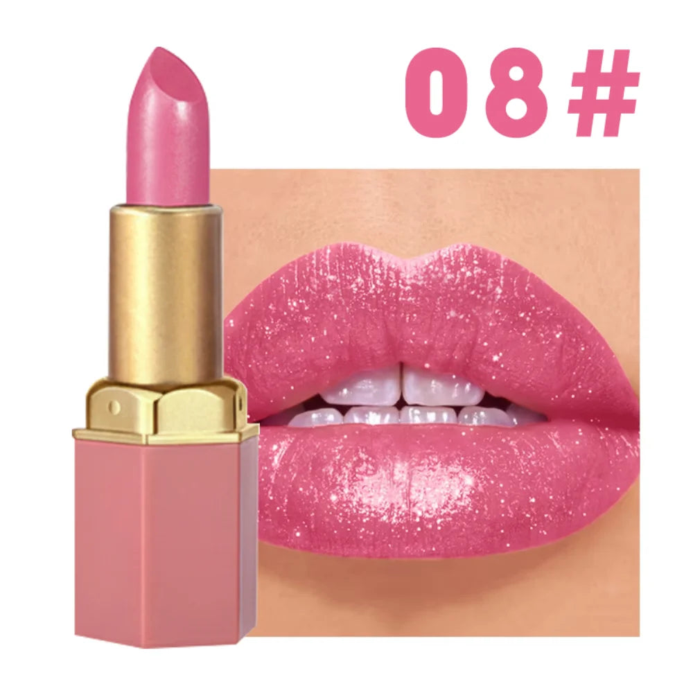CHOISISSEZ RASME Rouge à lèvres en barre de chocolat 6 couleurs Perles de maquillage Pas facile à décoller Brillant à lèvres imperméable mat