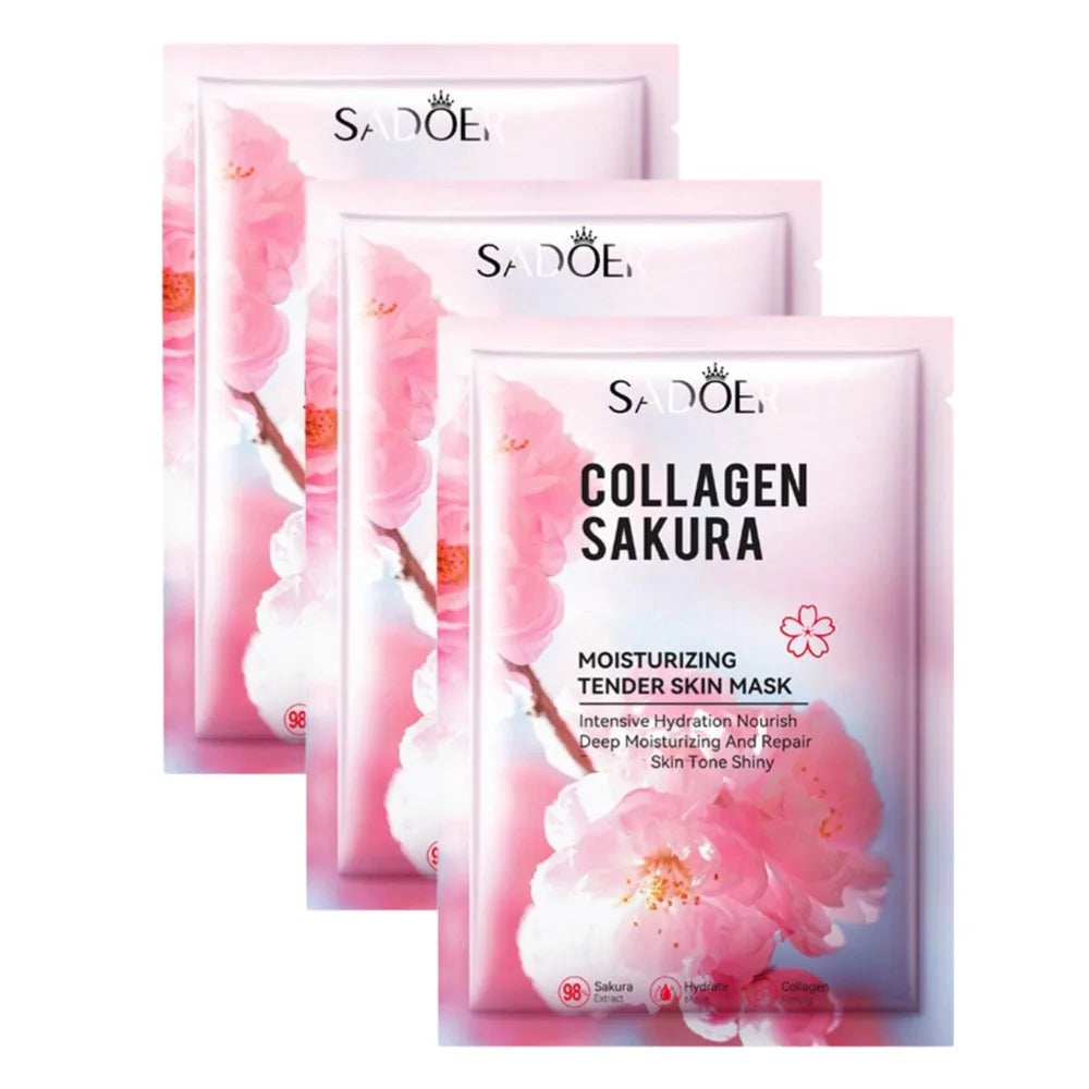 Sakura – masque Facial au collagène, hydratant, raffermissant, anti-rides, estompe les ridules, soins de beauté pour la peau, 1/3/5/10 pièces
