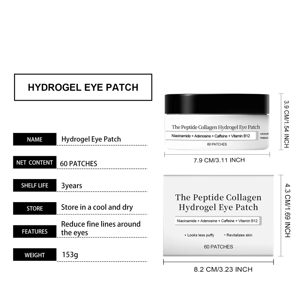 Patch pour les yeux en hydrogel de collagène peptidique Réduire les rides, les cernes avec le peptide de cuivre, la niacinamide, le gel hydratant raffermissant, coussinets pour les yeux
