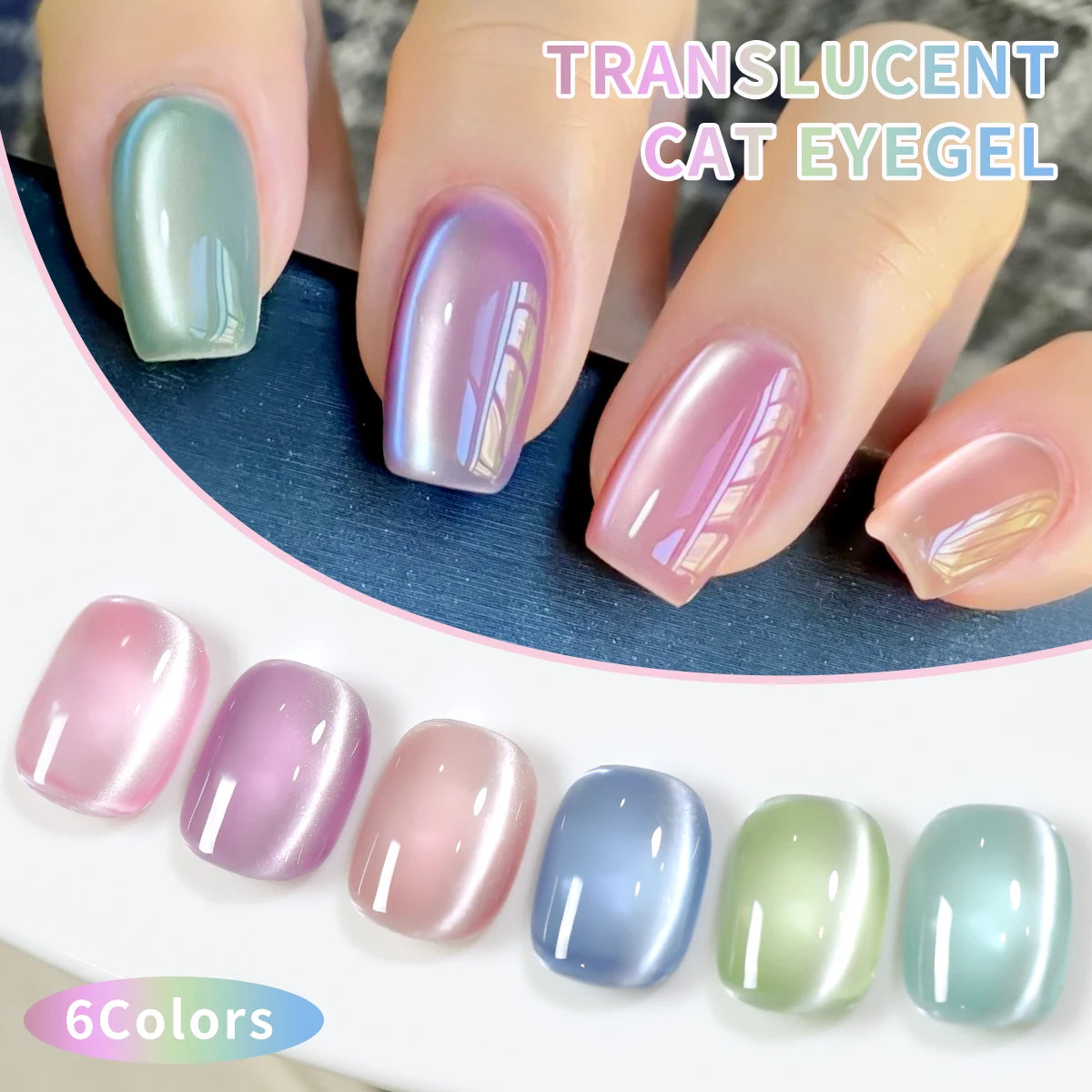 XEIJAYI 6pcs 15ML Translucide œil de chat Gel vernis à ongles Ensemble Semi-permanent Nail Art Soaking UV LED Nail Salon DIY Nail Salon Gel
