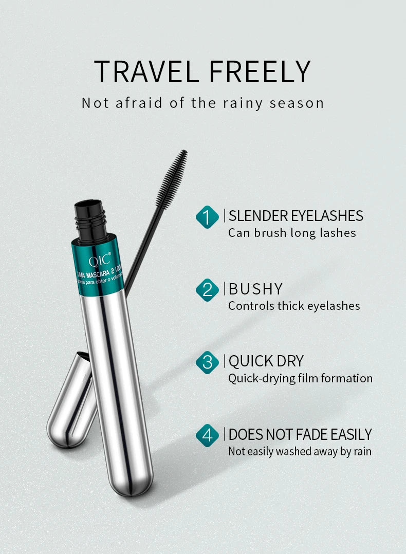 InjFiber-Mascara imperméable double en un, extension de cils, noir, optique, allongement des cils, cosmétiques