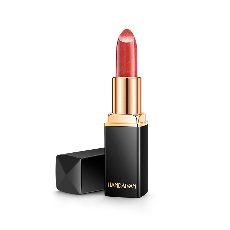 Rouge à lèvres brillant doré tube noir, rouge à lèvres hydratant perle 9 couleurs disponibles