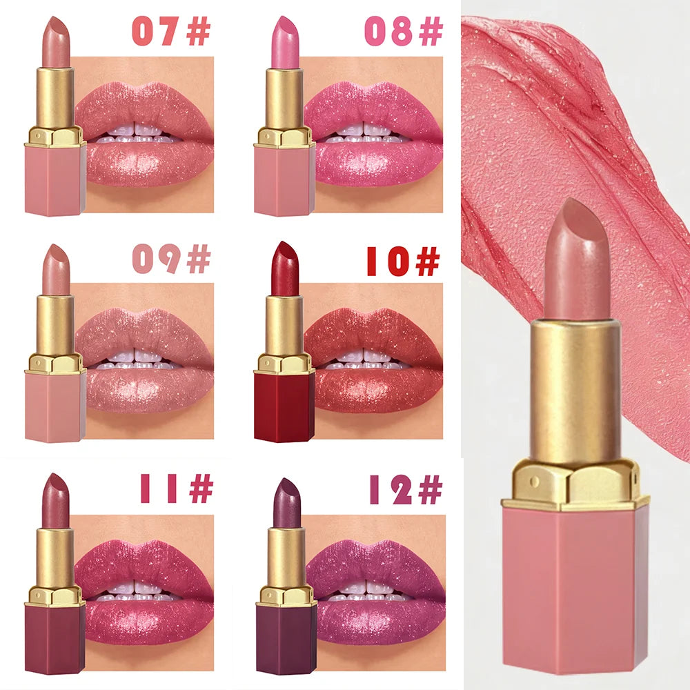 CHOISISSEZ RASME Rouge à lèvres en barre de chocolat 6 couleurs Perles de maquillage Pas facile à décoller Brillant à lèvres imperméable mat