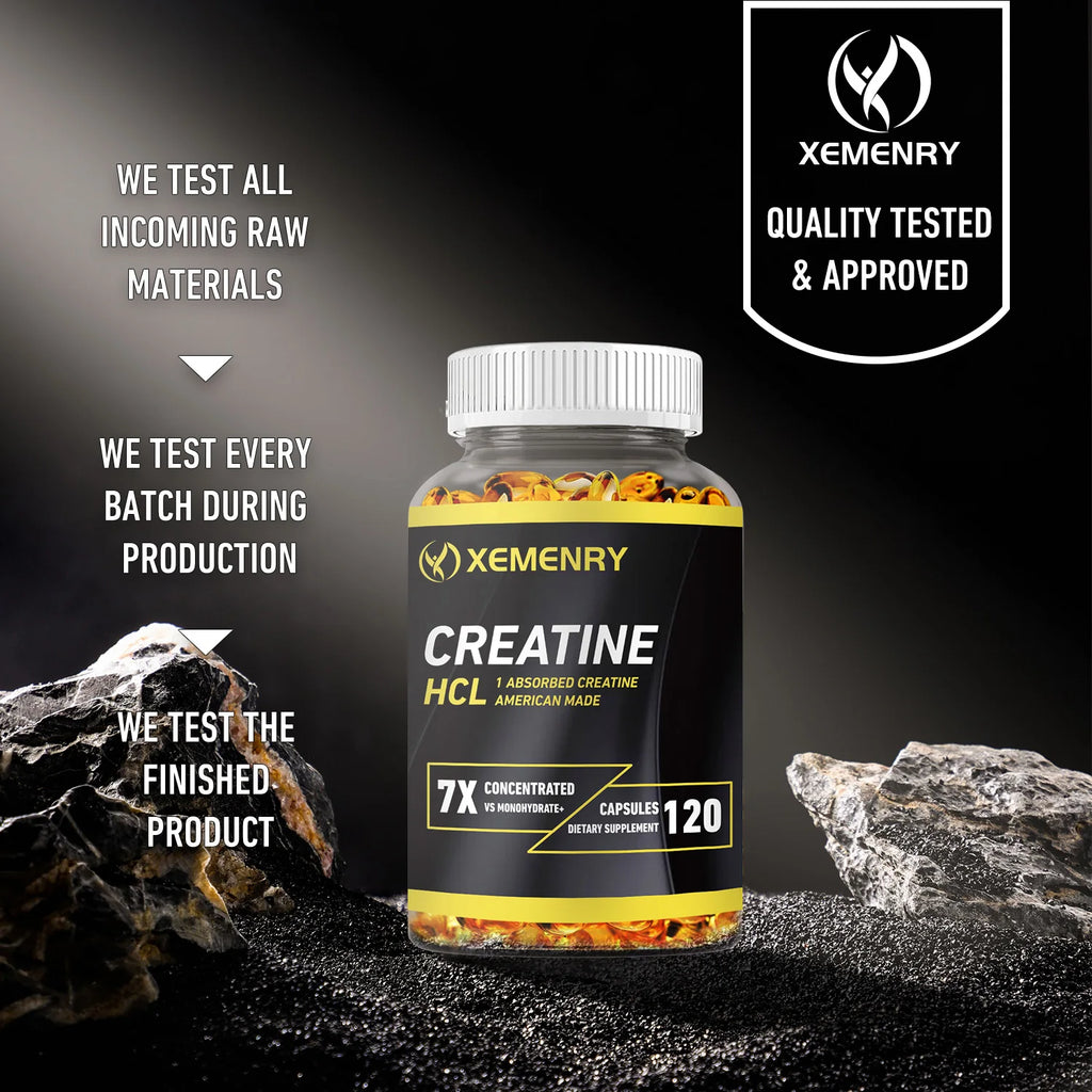 Creatine HCl - Améliore l'endurance énergétique et la masse musculaire, performances athlétiques améliorées - 120 gélules
